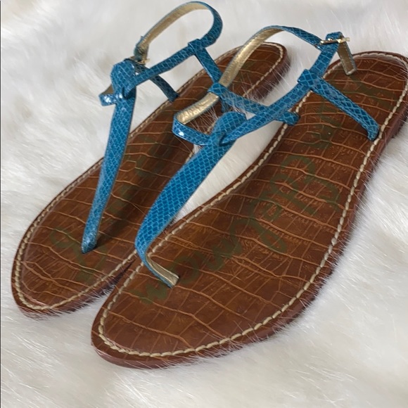 Blue Snakeskin 🐍 Sam Edelman Sandals Sz 8.5 - Picture 2 of 7